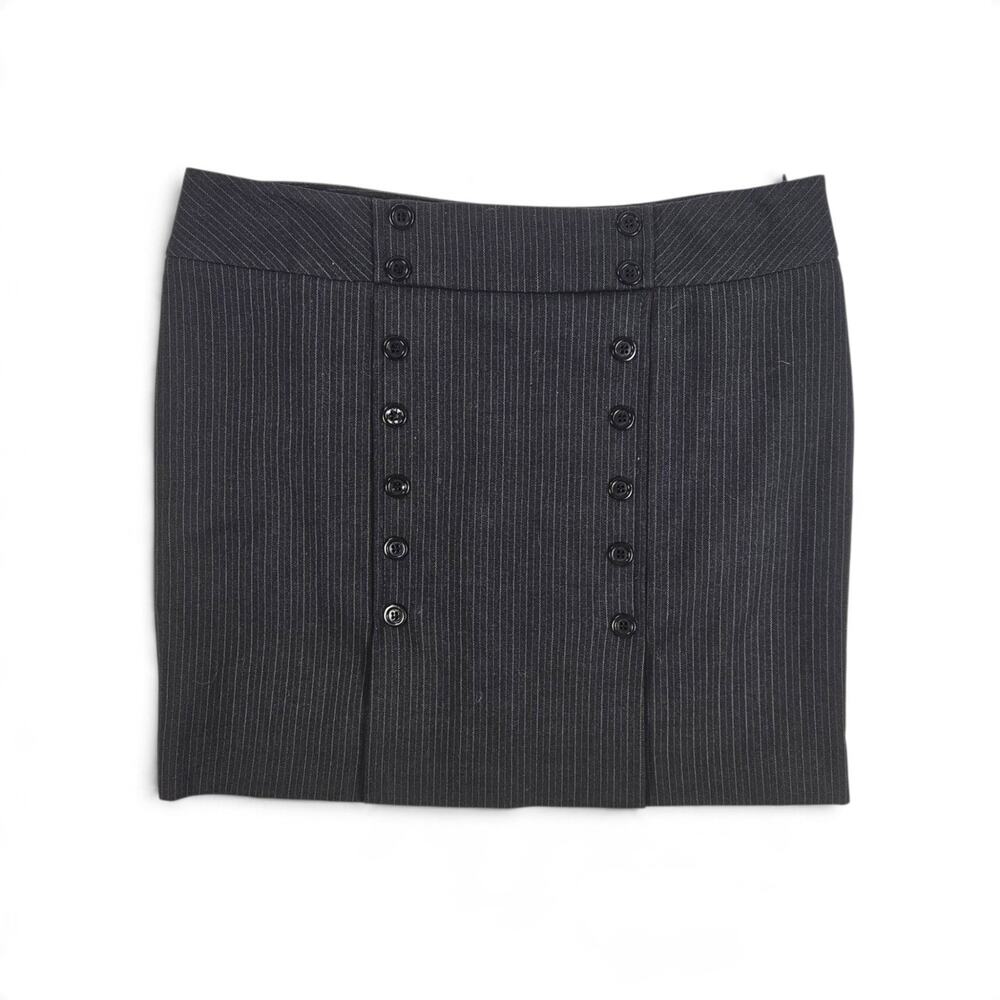 Vintage Y2K Dark Grey Pinstripe Double-Breasted Mini Skirt - IT 42 (US Medium)